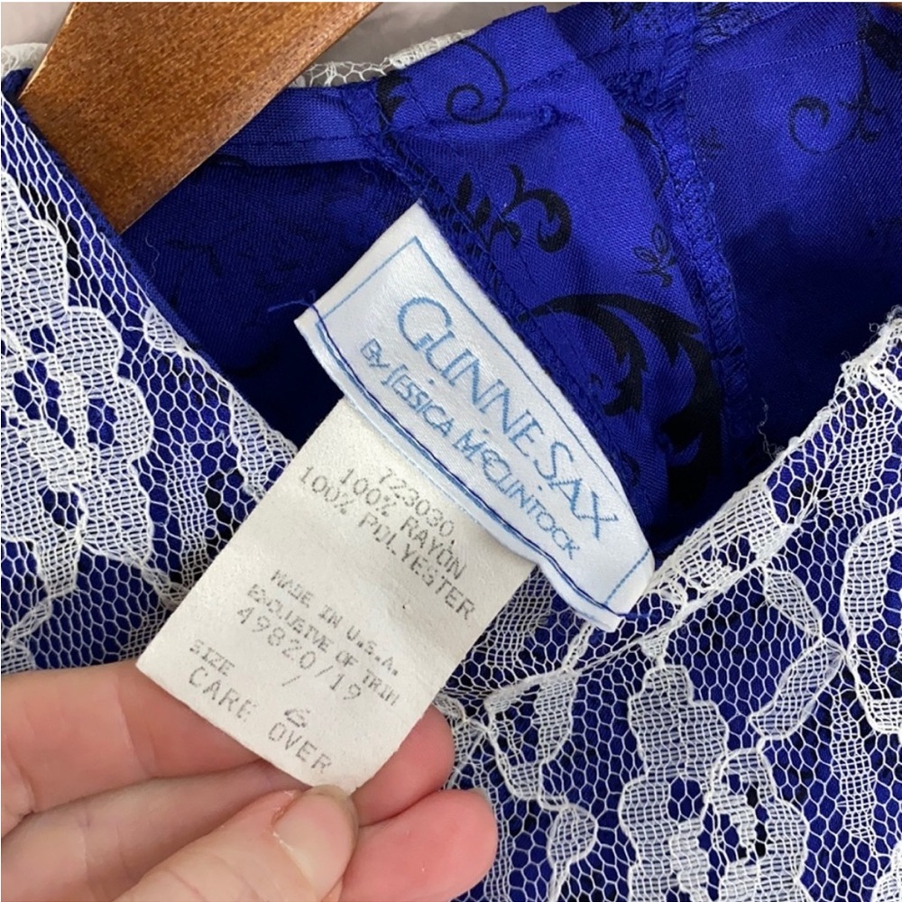 Vintage Gunne Sax Royal Blue Lace Yoke Prairie Dress – 1980s – Size 6 - Picture 7 of 8